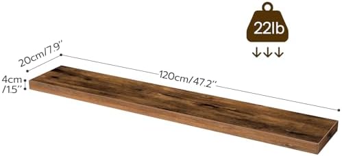 HOOBRO Floating Shelves for Wall, Wall Mounted Shelf Set of 2, 47.2" Hanging Shelf with Invisible Brackets, for Wall Sto