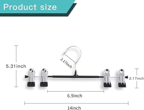 Pants Hangers with Clips Skirt Hangers, 14 Inch 12 Pack, Black