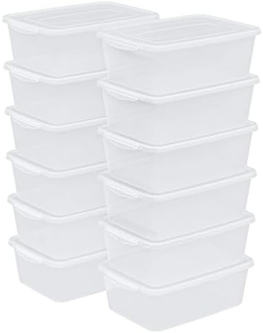 12 Packs 14 Quart Plastic Clear Storage Bins, Plastic Storage Boxes with Lids