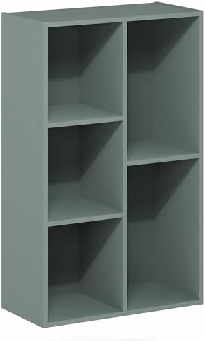 Furinno LUDER Book Shelf, 5-Cube Bookshelf, Reversible Bookcase, 9.4 x 19.5 x 31.5, Easy Assembly, for Living Room, Bedr