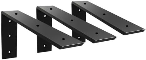 3 Pack 10" x 6" x 2.5" Heavy Duty Granite Countertop Brackets, Black Iron, Wall Mount, L Shape, 300LB Capacity Each
