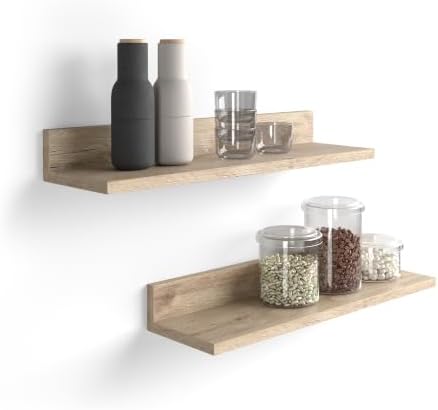 Mobili Fiver, Set of 2 Rachele Shelves, 31.49 in, Oak, Made in Italy