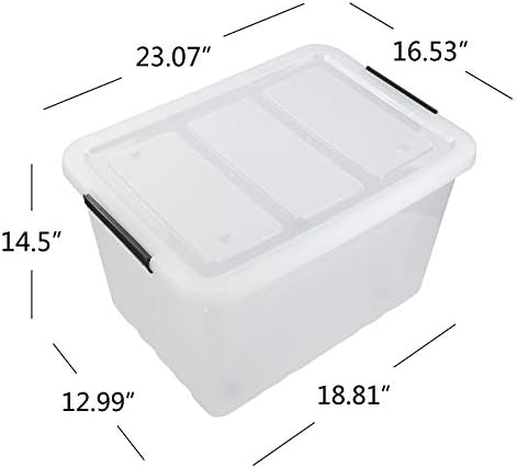 Clear Large Storage Bins with Lids and Wheels, 70L, 4-Pack