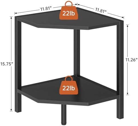 Creso hom Corner Shelf Stand, 2 Tier Industrial Corner Bookshelf