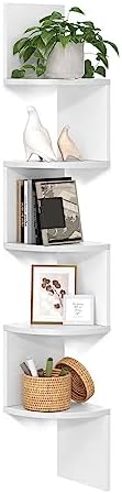 VASAGLE Corner Shelf Wall Mount, 5-Tier Floating Corner Bookshelf
