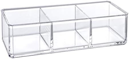 Amazing Abby - Glamour - Acrylic 3-Compartment Makeup Organizer, Transparent Plastic Lipstick Holder, Perfect Bathroom V