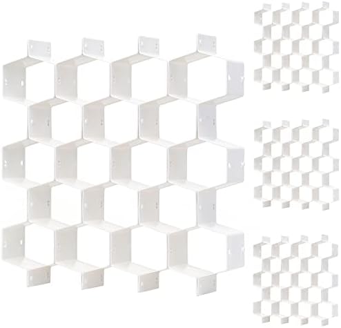 Honeycomb drawer organizer and divider, underwear, socks, tie sorter, office supplies and sundry sorting 32 pieces (White)