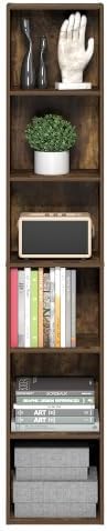 Furinno LUDER 6-Tier Narrow Book Shelf, Slim Bookshelf, Amber Pine