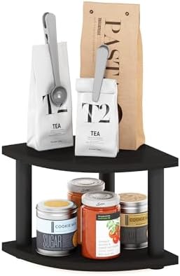 Furinno Turn-N-Tube Kitchen Countertop Organizer, 2-Tier Corner Countertop Organizer Shelf, Corner Shelf, for Kitchen, P