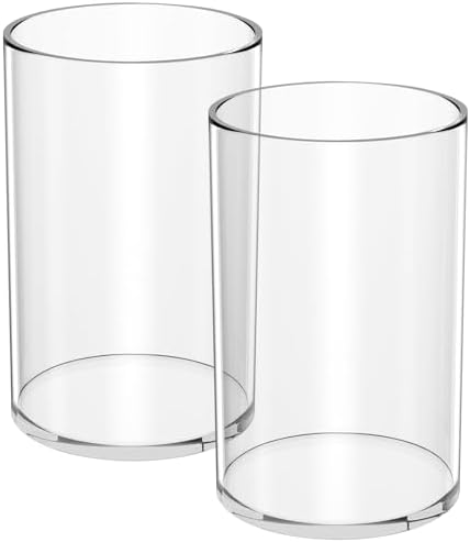 NIUBEE Acrylic Pen Holder for Desk, Clear Round Pencil Cup Organizer 4 Pack