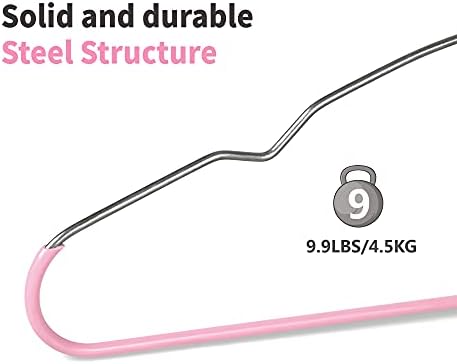 TOPIA HANGER Non Slip Hanger 20 Pack, Metal Clothes Hangers Space Saving, Heavy Duty Rubber Coated Wire Hanger for Coat, Shirt, Dress, Pants-Pink, CT12P