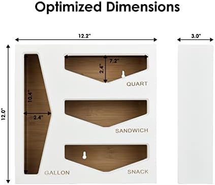 Bamboo Bag Storage Organizer for Kitchen Drawer, Baggie organizer, Compatible with Gallon, Quart, Sandwich and Snack Var