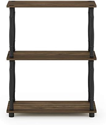 Furinno TURN-N-TUBE Storage Shelves, 3-Tier Book Shelf, Corner Shelf, Toolless Open Shelves, for Organization and Storag