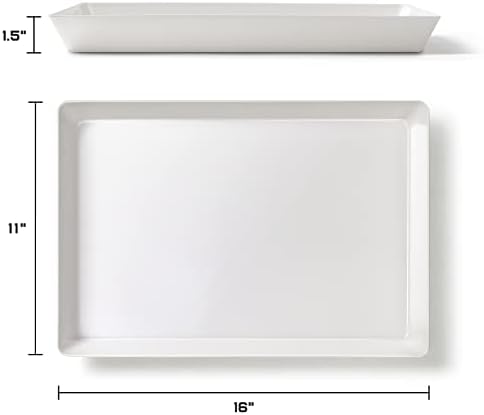 3 Pack, 16" x 11" Large White Serving Trays Set - Reusable Plastic Serving Platters for Cookie, Appetizer, Charcuterie, 