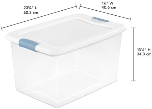 Sterilite 24-Pack Latching Box, Under Bed Storage Bins with Lids, Clear Plastic, 64 Quart - Heavy-Duty Organizing Contai