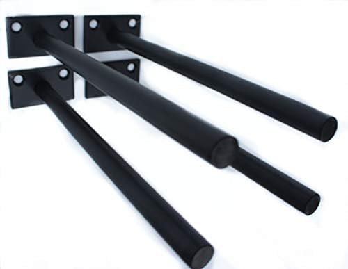 4 Pcs 8" Black Solid Steel Floating Shelf Bracket Blind Shelf Supports - Hidden Brackets for Floating Wood Shelves - Con