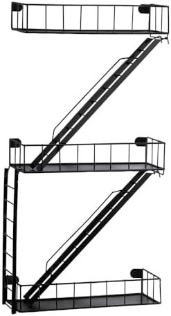 Fire Escape Wall Shelf - 3 Tier Trinket & Action Figure Display with Screwdriver & Screws, Unique Rustic Floating Action