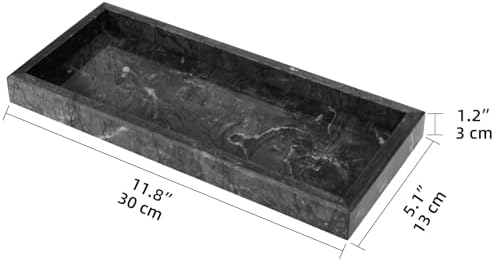 Marble Bathroom Vanity Tray, Black, 12"x 5" x1.2"