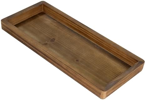MAONAME Brown Long Narrow Tray, 15.7"x 6.8" Wood Bathroom Vanity Tray