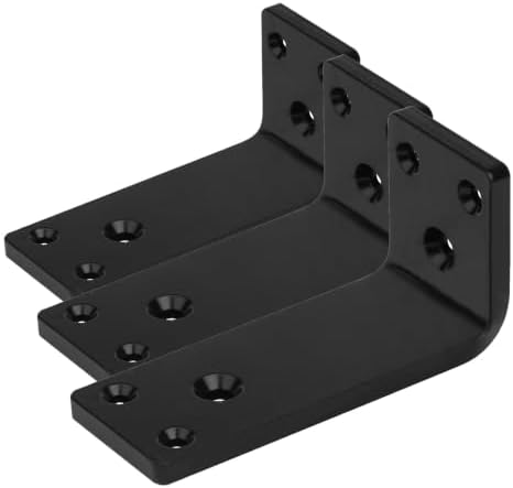 6 PCS 4" x 2" Heavy Duty Corner Brace Black Brackets, L 90 Degree Countertop Support Brackets, Steel Thickness 1/4", Max