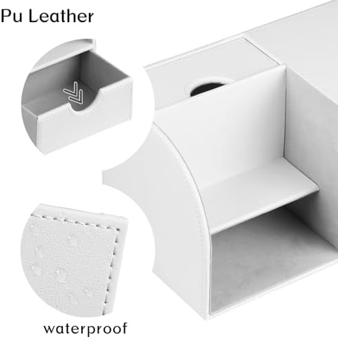 PU Leather Tissue Box Cover Square with Drawer Storage and Tray on Top