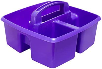 Storex 3-Compartment Small Caddy – Multipurpose Classroom Organizer with Handle, Purple, 5-Pack (00944U06C)