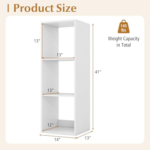 Tangkula 3-Cube Bookcase, 4-Tier Bookshelf with Open Compartments, Freestanding Cube Storage Organizer with Anti-Topplin