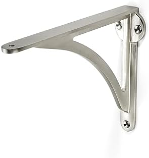 Khtumeware 100% Solid Brass Decorative Shelf Brackets, 10-inch Wall-Mounted Shelving Brackets, 2-Pack Brushed Satin Nick
