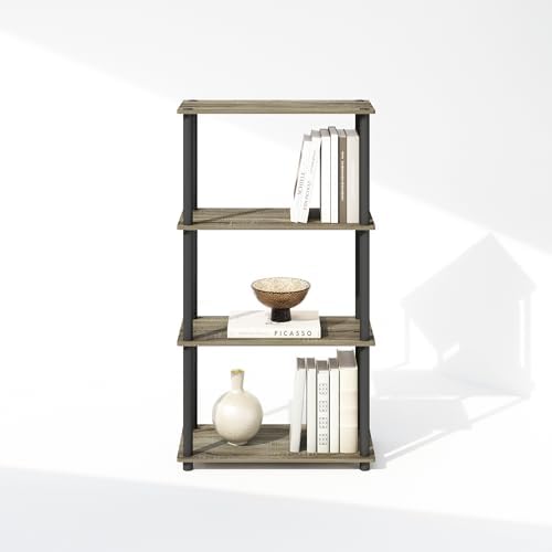 Furinno Turn-N-Tube Book Shelf, 4-Tier Bookshelf, Bookcase with Multipurpose Compact Display Rack, 11.6 x 23.6 x 43.2, f