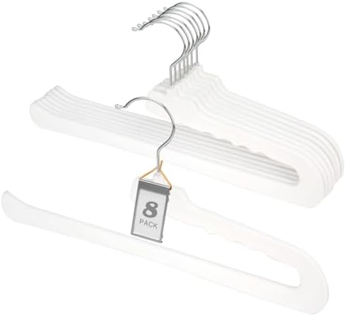 Velvet Pant Hangers Open End,8 Pack Non Slip White Felt Trouser Hangers
