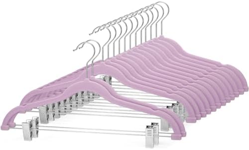 Cozymood Velvet Skirt Hangers 24 Pack, Pants Hangers with Clips - Purple