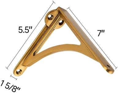 Khtumeware 100% Solid Brass Decorative Shelf Brackets, 7-inch Wall-Mounted Shelving Brackets, 2-Pack Antique Brass Vinta