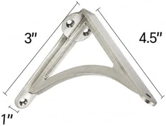 Khtumeware 100% Solid Brass Decorative Shelf Brackets, 4.5-inch Wall-Mounted Shelving Brackets, 2-Pack Brushed Satin Nic