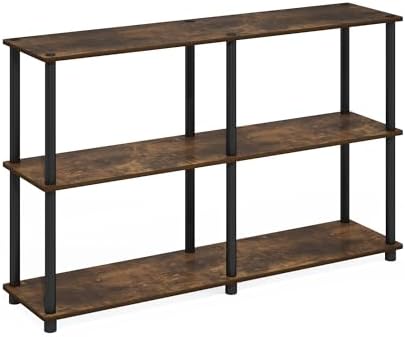 Furinno Turn-N-Tube Toolless Assembly Storage Shelves, 3-Tier 47.4 Inch Book Shelf, Corner Shelf, for Organization and S