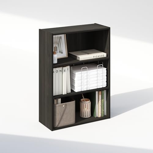 Furinno Simple Book Shelf, 3-Tier Bookshelf, Storage Shelves Bookcase, 9.7 x 23.7 x 31.5, for Living Room, Bedroom, Home