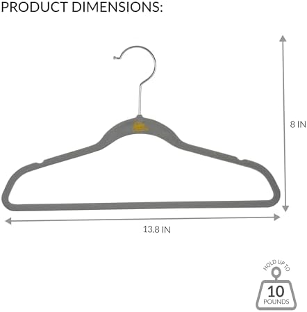 Simplify 25 Pack Kids Velvet Hangers | Slim | Non-Slip Design | Space Saving | Childrens Clothes | Shirts | Pants | Dresses | Baby Nursery | Closet Storage & Organization | Light Grey