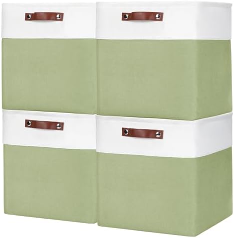 Bagnizer 13x13 Cube Storage Bins, Collapsible Fabric Storage Box, 4 Pack Closet Baskets with Handles for Organizing, She