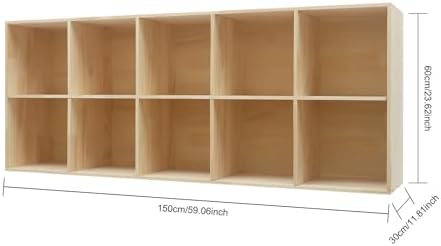 Solid Wood 10 Cube Storage Organizer Small Bookshelf for Small Spaces Wooden Cube Shelf Bookcase Floorstanding Storage S