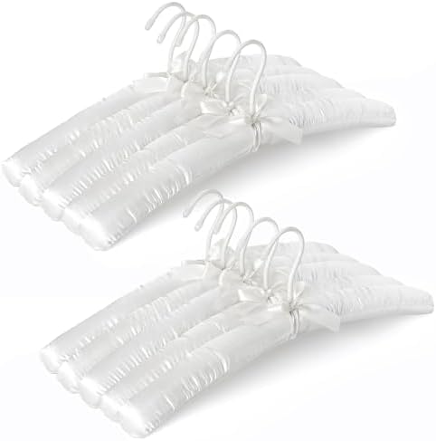 TOPIA HANGER Satin Padded Hangers for Women Clothing 17-inch 10 Pack White