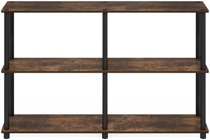 Furinno Turn-N-Tube Toolless Assembly Storage Shelves, 3-Tier 47.4 Inch Book Shelf, Corner Shelf, for Organization and S