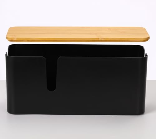 ZhiYo Large Cable Management Box, Thick ABS Power Strip Organizer, Black