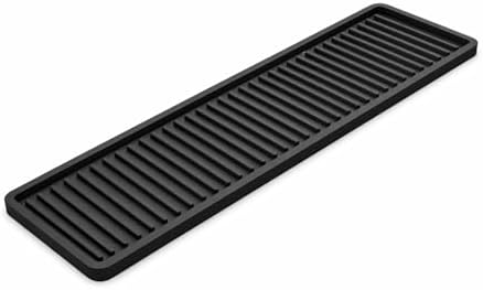 ZAPPOWARE Silicone Kitchen Sink Caddy Sponge Holder 17.7"x 4.33", Black - Bathroom Vanity Tray Organizer, Kitchen Soap T