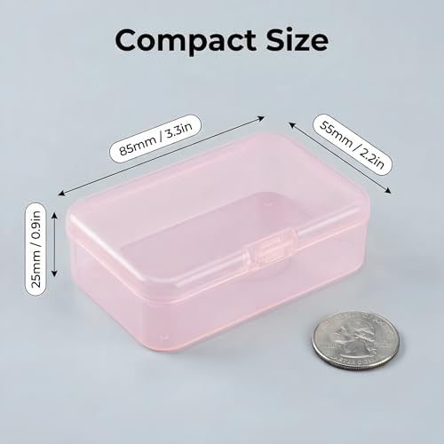 LJY 28 Pink Plastic Boxes, 3.3 x 2.2 x 1 in for Beads