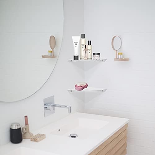 Cosmos 2 Pcs Acrylic Wall Mount Floating Corner Shelves Quarter Round Shower Shelf Hanging Corner Shelves Wall Storage D