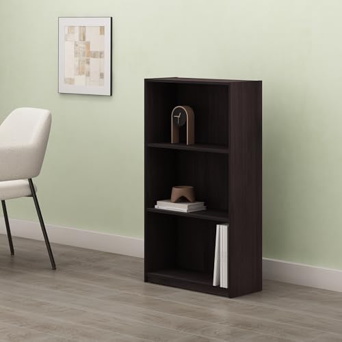 Frei 3-Tier Open Shelf Bookcase, Bookshelf, for Living Room and Home Office, Mocha Espresso