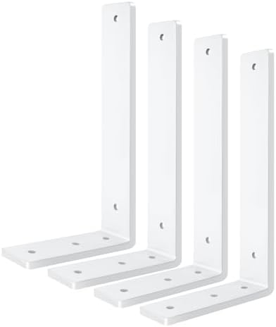 White Floating Shelf Bracket 12 Inch, 4 Pack Heavy Duty Shelf Brackets, Wall Shelf Bracket for DIY Decorative with Mount