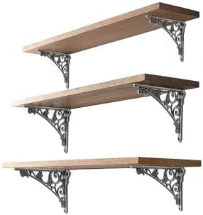 Decorative Shelf Bracket 8 inch, Rustic Antique Silver Brackets for Shelving, Heavy Duty Vintage, DIY Projects, Hardware