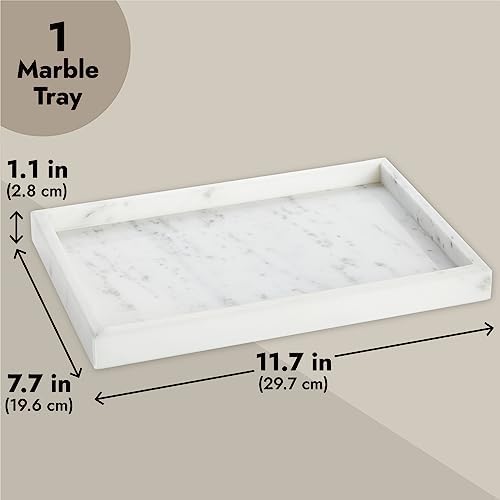 Juvale Large Marble Vanity Tray - Jewelry & Cosmetic Organizer with Drawer Organizer - Bathroom Display with Soap Tray -