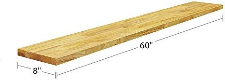 BenchPro Floating Shelf Wall Mounted Solid Butcherblock Shelf 8" Depth x 60" Length x 1" Thick Highest Grade Lumber - No