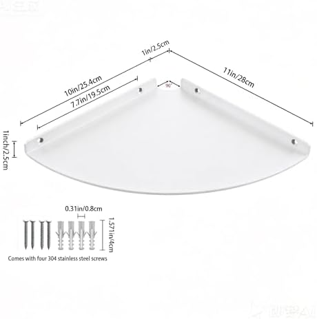 11 Inch Corner Shelf - Heavy Duty 3.0mm Aluminum Alloy Wall Mounted Floating Shelf for Bathroom, Kitchen, Living Room, O